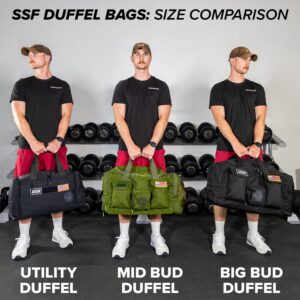 Serious Steel Fitness Gym Bag | 1000D Nylon Duffel Bag | Heavy Duty (Mid BUD - Black)