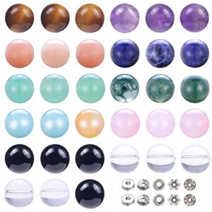 300Pcs Gemstone Round Loose Beads Wholesale Natural Stone Beads with Spacer Beads and Elastic String for Bracelets Jewelry Making