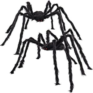joyin 2 pack 5 ft. halloween outdoor decorations hairy black spider, scary giant spider fake large spider hairy spider props for halloween yard decorations party decor