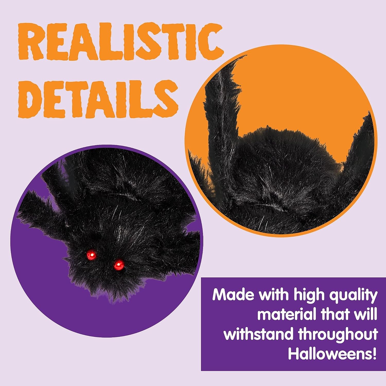 JOYIN 2 Pack 5 Ft. Halloween Outdoor Decorations Hairy Black Spider, Scary Giant Spider Fake Large Spider Hairy Spider Props for Halloween Yard Decorations Party Decor