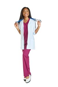 reina st2664 stretch 30 inch length white lab coat with 3/4 sleeves (l)