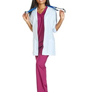 Reina ST2664 Stretch 30 inch Length White lab Coat with 3/4 Sleeves (L)