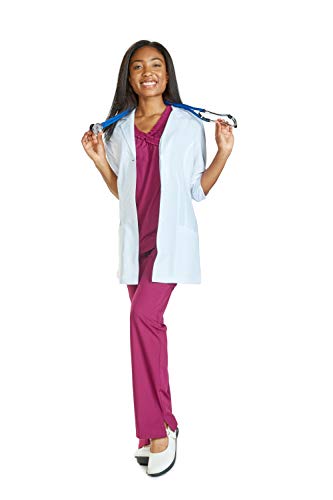 Reina ST2664 Stretch 30 inch Length White lab Coat with 3/4 Sleeves (L)