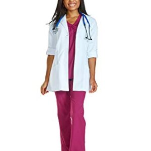 Reina ST2664 Stretch 30 inch Length White lab Coat with 3/4 Sleeves (L)