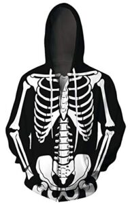 unifaco men women skeleton hoodie 3d rose bones ladybug vertebral printed pullover long sleeve cool sweatshirts pockets medium