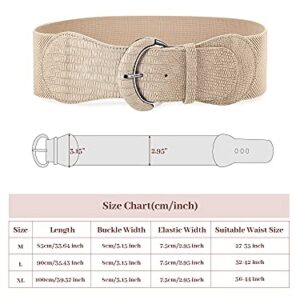 SATINIOR 3 Pieces Wide Women Waist Belt Stretchy Cinch Belt Leather Elastic Belt for Ladies Dress Decoration, Black, Khaki, Beige, One Size