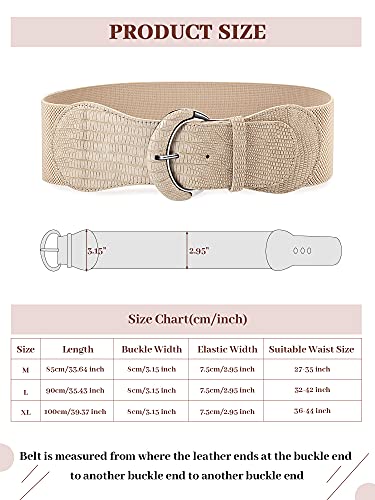 SATINIOR 3 Pieces Wide Women Waist Belt Stretchy Cinch Belt Leather Elastic Belt for Ladies Dress Decoration, Black, Khaki, Beige, One Size