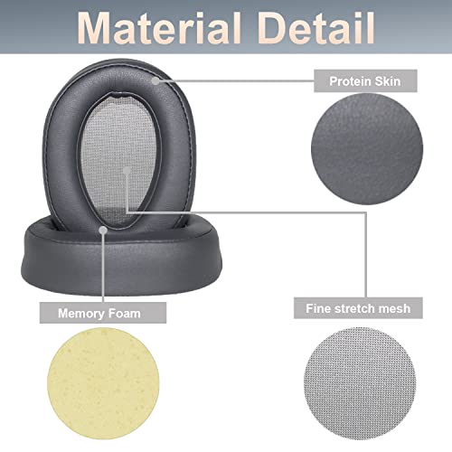 WH-H900N Replacement Ear Pads Protein PU Leather Ear Cushion Compatible with Sony WH-H900N and MDR-100ABN Headphones (Dark Grey)