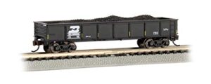 bachmann trains - 40' gondola car - burlington northern (black) with removable coal load - n scale