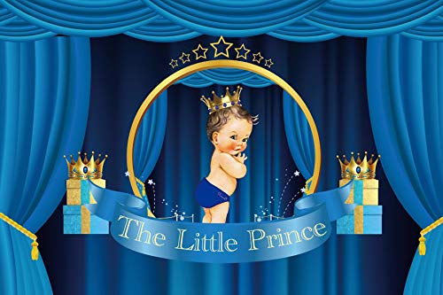 Baocicco 5x3ft Polyester Backdrop Royal Baby Shower Backdrop Welcome The Little Prince Royal Blue Curtains Golden Crown Banner Photography Background Royal Celebration Welcome Little Prince Party