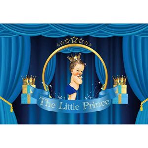 Baocicco 5x3ft Polyester Backdrop Royal Baby Shower Backdrop Welcome The Little Prince Royal Blue Curtains Golden Crown Banner Photography Background Royal Celebration Welcome Little Prince Party