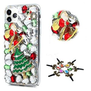 stenes sparkle case compatible with samsung galaxy note 10 - stylish - 3d handmade bling santa christmas tree rhinestone crystal diamond design cover case - green