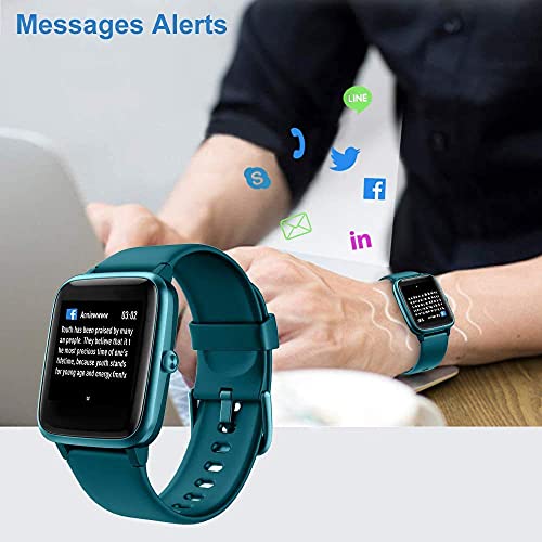 Smart Watch for Android/Samsung/iPhone, Activity Fitness Tracker with IP68 Waterproof for Men Women & Kids, Smartwatch with 1.3" Full-Touch Color Screen, Heart Rate & Sleep Monitor, Green