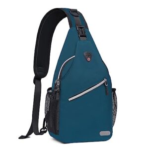 mosiso sling backpack, multipurpose crossbody shoulder bag travel hiking daypack, deep teal, medium