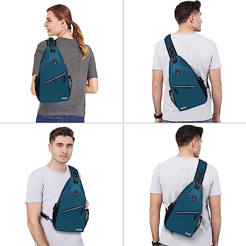 MOSISO Sling Backpack, Multipurpose Crossbody Shoulder Bag Travel Hiking Daypack, Deep Teal, Medium