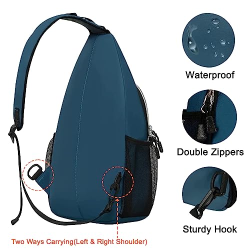 MOSISO Sling Backpack, Multipurpose Crossbody Shoulder Bag Travel Hiking Daypack, Deep Teal, Medium