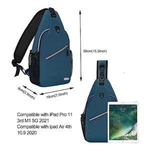 MOSISO Sling Backpack, Multipurpose Crossbody Shoulder Bag Travel Hiking Daypack, Deep Teal, Medium