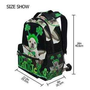 ALAZA French Bulldog St Patrick's Day Backpack Daypack College School Travel Shoulder Bag