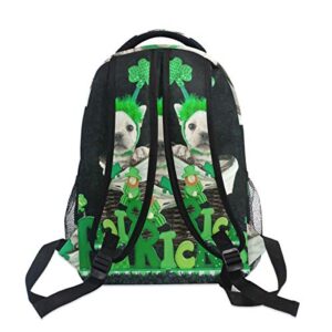 ALAZA French Bulldog St Patrick's Day Backpack Daypack College School Travel Shoulder Bag