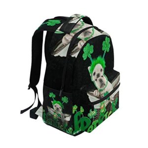 ALAZA French Bulldog St Patrick's Day Backpack Daypack College School Travel Shoulder Bag