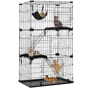 large 3-tier cat cage pet playpen cat crate kennels 67" height kitten house furniture wire metal pet enclosure w/ 3 front doors 2 ladders 2 platforms bed hammock for ferret rat cat chinchilla