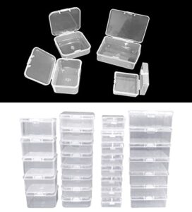 pcxino 40 pack 4 size small clear storage box,clear plastic beads storage containers box with hinged lid for small items and craft projects