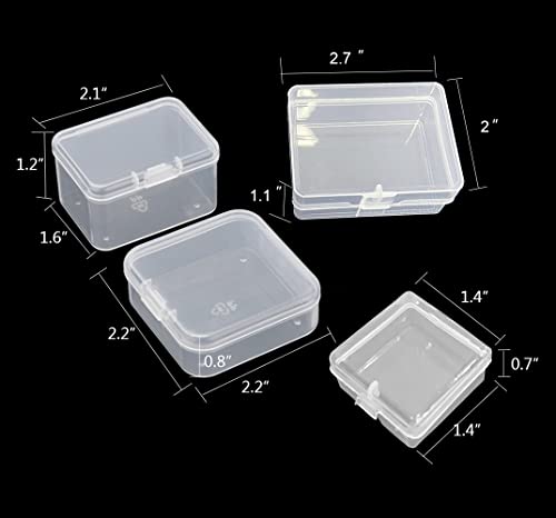 Pcxino 40 Pack 4 Size Small Clear Storage Box,Clear Plastic Beads Storage Containers Box with Hinged Lid for Small Items and Craft Projects