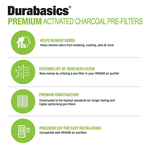 Durabasics 8 Pack Replacement Prefilter for Honeywell HPA200 | Carbon Pre Filter Replacements for Honeywell Prefilter A, Honeywell Air Filter A, HRF AP1, HRF-A200, and HPA200 Honeywell Filters