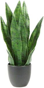 bird fiy artificial snake plant faux agave fake sansevieria artificial potted plants for indoor and outdoor home office decor (green, 16)