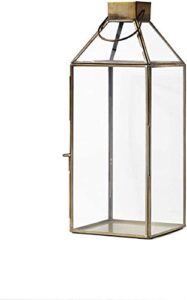 serene spaces living large gold decorative hurricane lantern candle holder with glass panels, 16" tall