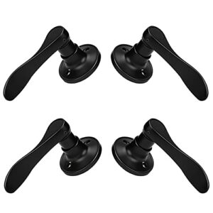 gobrico pack of 4 wave style single-side dummy door levers right and left handed door handles matte black finish
