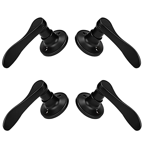 Gobrico Pack of 4 Wave Style Single-Side Dummy Door Levers Right and Left Handed Door Handles Matte Black Finish