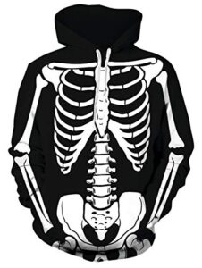uideazone halloween hoodies for men women 3d skeleton bone printed hooded sweatshirt with pockets