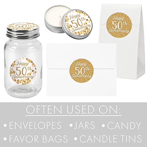 Gold 50th Anniversary Party Favor Stickers - 1.75 in - 40 Labels