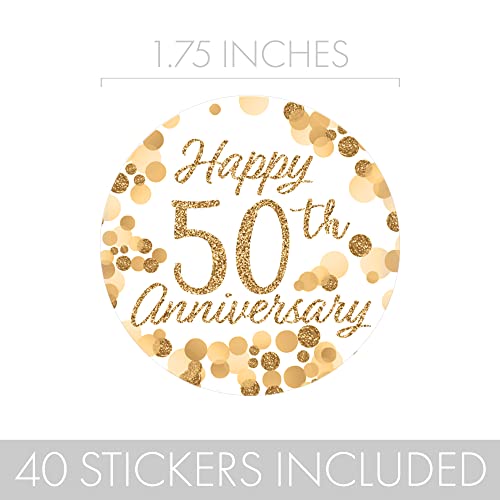 Gold 50th Anniversary Party Favor Stickers - 1.75 in - 40 Labels