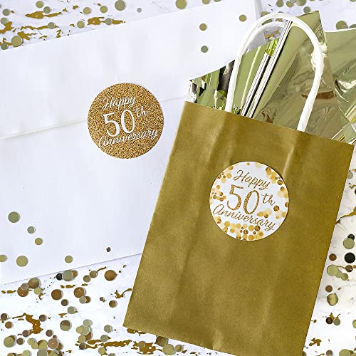 Gold 50th Anniversary Party Favor Stickers - 1.75 in - 40 Labels