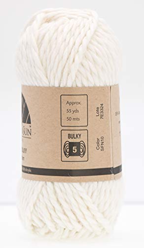 (3 Small Gorgeous Skeins) Alpaca Yarn Blend Umayo [165 Yards Total] Ivory, 5 Bulky