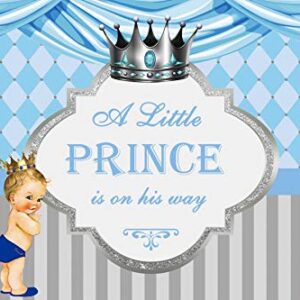 Baocicco 7x5ft Polyester Backdrop Royal Blue Prince Baby Shower Backdrop Crown Blue Curtains A Little Prince is on His Way Photography Background Royal Celebration Little Prince Portrait