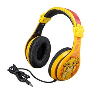 lion king headphones for kids, wired headphones connect via 3.5mm jack, over ear headset for children with parental volume control designed for fans of lion king gifts for boys and girls