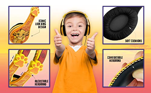 Lion King Headphones for Kids, Wired Headphones Connect Via 3.5Mm Jack, Over Ear Headset for Children with Parental Volume Control Designed for Fans of Lion King Gifts for Boys and Girls