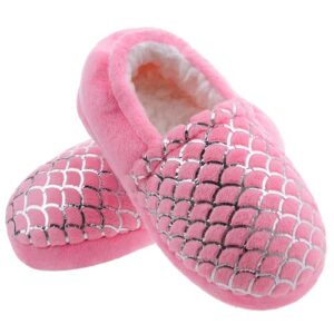 mixin girls and boys slippers mermaid princess no-slip memory foam slippers soft rubber sole house shoes for bedroom indoor outdoor mermaid 3