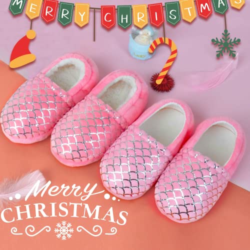 MIXIN Girls and Boys Slippers Mermaid Princess No-Slip Memory Foam Slippers Soft Rubber Sole House Shoes for Bedroom Indoor Outdoor Mermaid 3