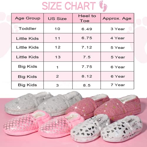 MIXIN Girls and Boys Slippers Mermaid Princess No-Slip Memory Foam Slippers Soft Rubber Sole House Shoes for Bedroom Indoor Outdoor Mermaid 3