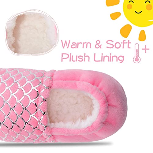 MIXIN Girls and Boys Slippers Mermaid Princess No-Slip Memory Foam Slippers Soft Rubber Sole House Shoes for Bedroom Indoor Outdoor Mermaid 3