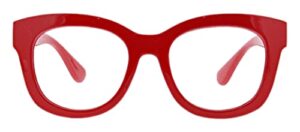 peepers by peeperspecs women's center stage oversized blue light blocking reading glasses, red, 51 + 1