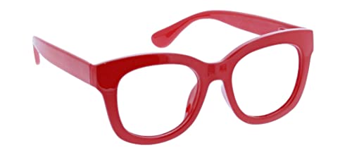 Peepers by PeeperSpecs Women's Center Stage Oversized Blue Light Blocking Reading Glasses, Red, 51 + 1