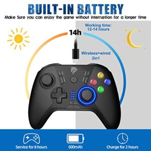 EasySMX Wireless Gaming Controller for Windows PC/Steam Deck/PS3/Android TV BOX, Dual Vibrate Plug and Play Gamepad Joystick with 4 Customized Keys, Battery Up to 14 Hours, Work for Nintendo Switch