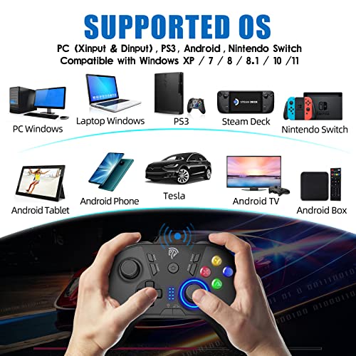 EasySMX Wireless Gaming Controller for Windows PC/Steam Deck/PS3/Android TV BOX, Dual Vibrate Plug and Play Gamepad Joystick with 4 Customized Keys, Battery Up to 14 Hours, Work for Nintendo Switch