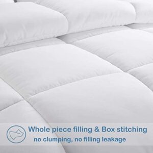 California Bedding All Season Cotton Down Alternative Comforter | Eastern King 116x108 Inch | 1-Pieces Duvet Insert Box Stitched with 8 Corner Tabs Microfiber Fill Fluffy Bed Comforter, White Solid