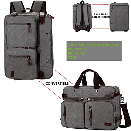 Baosha Convertible Briefcase Backpack 17 Inch Laptop Bag Case Business Briefcase HB-22 (Grey)